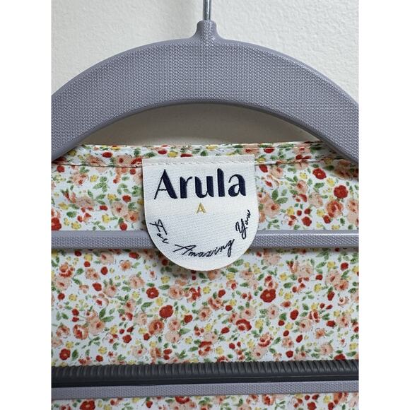 Arula Women’s 14/16 Floral Wrap Blouse Long Sleeve Peplum Tie Waist Red Multi - Picture 3 of 6